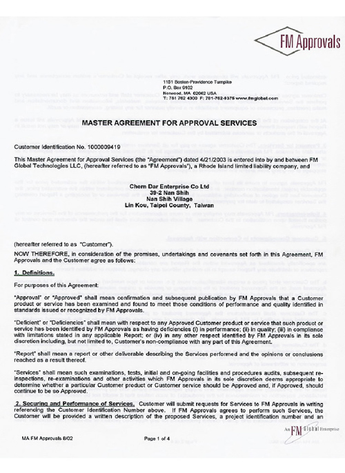 US FM Certification (ETFE Certification)-CRD 1